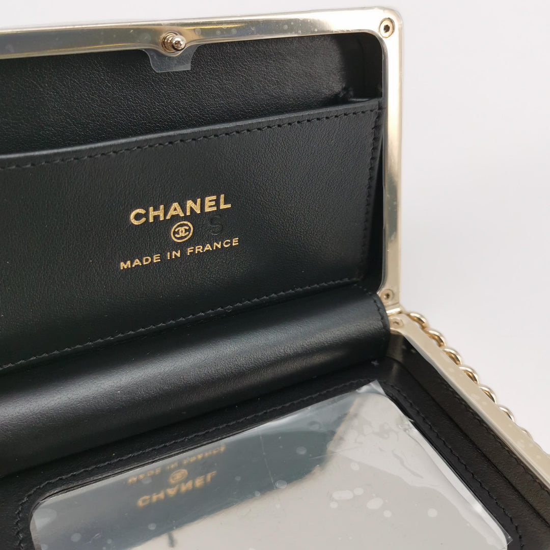 Chanel Boy Minaudiere Micro Box Clutch Black Patent Calfskin Gold Hardware