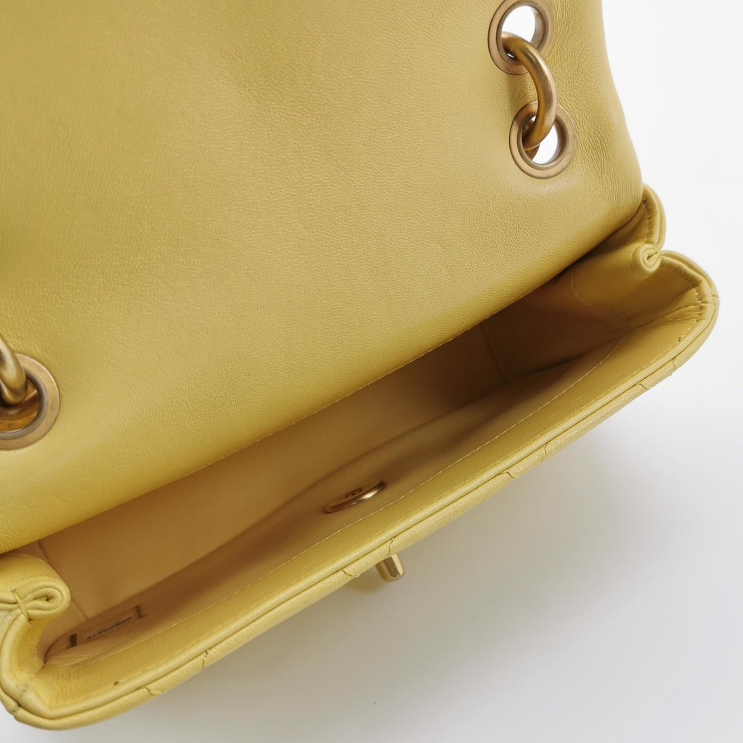 Chanel Chain Is More Flap Bag Yellow Quilted Lambskin Aged Gold Hardware