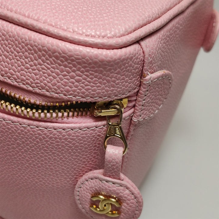 Chanel Vintage Pink Vanity Caviar Leather Gold Hardware