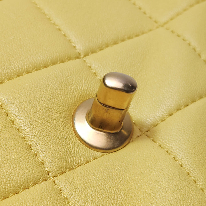 Chanel Chain Is More Flap Bag Yellow Quilted Lambskin Aged Gold Hardware