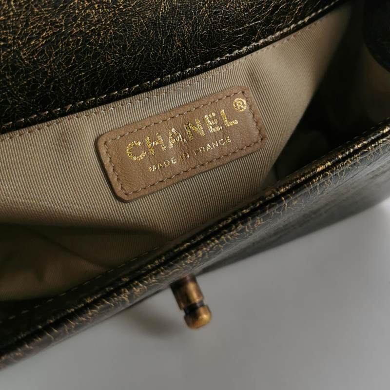 Chanel Small Boy Flap Bag Antique Gold Cracked Metallic Calfskin Antiqued Gold Hardware