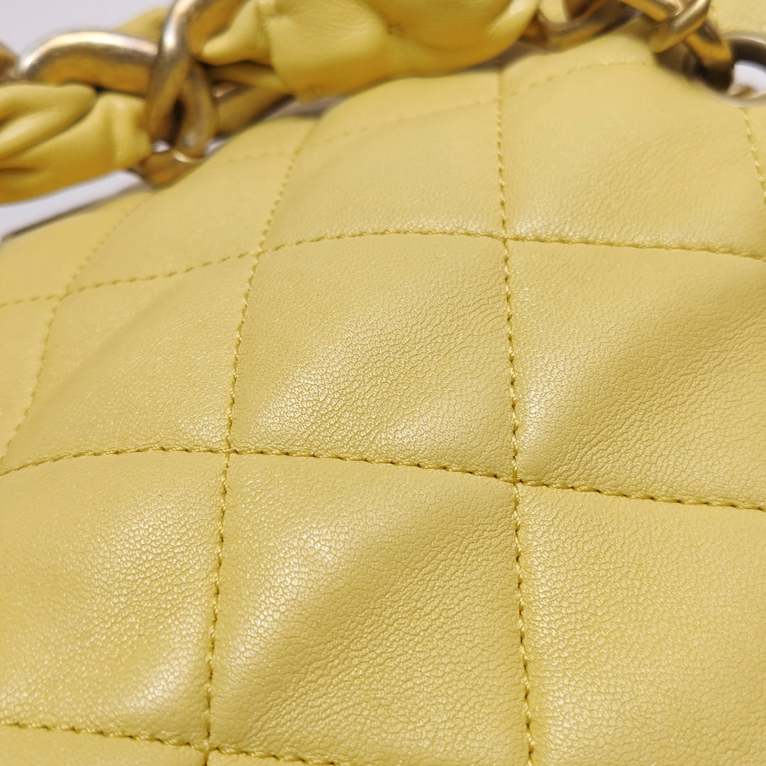 Chanel Chain Is More Flap Bag Yellow Quilted Lambskin Aged Gold Hardware
