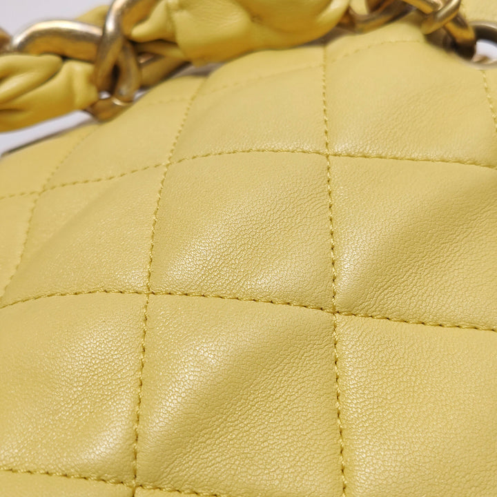 Chanel Chain Is More Flap Bag Yellow Quilted Lambskin Aged Gold Hardware