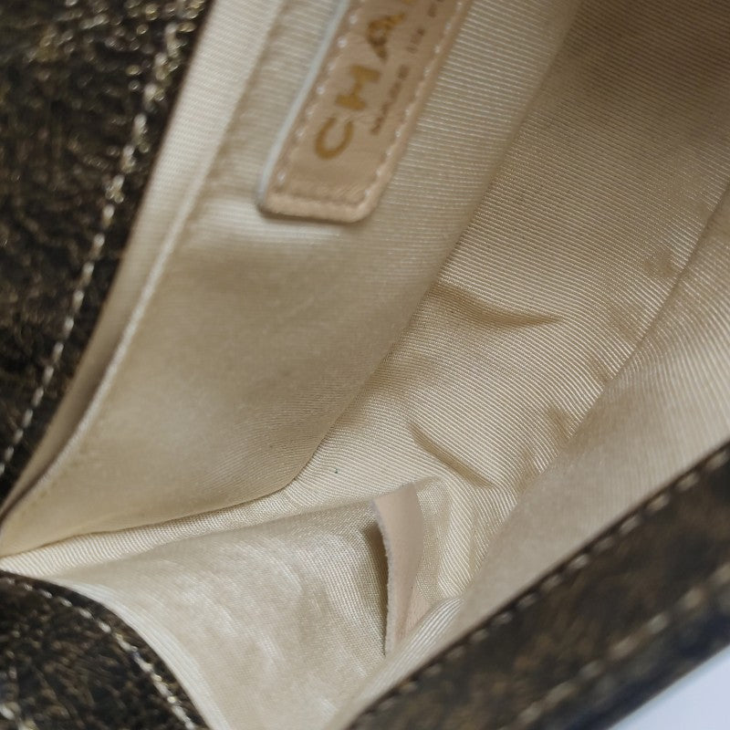 Chanel Small Boy Flap Bag Antique Gold Cracked Metallic Calfskin Antiqued Gold Hardware