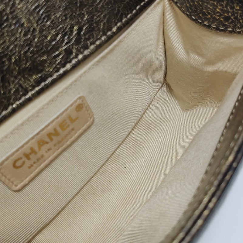 Chanel Small Boy Flap Bag Antique Gold Cracked Metallic Calfskin Antiqued Gold Hardware