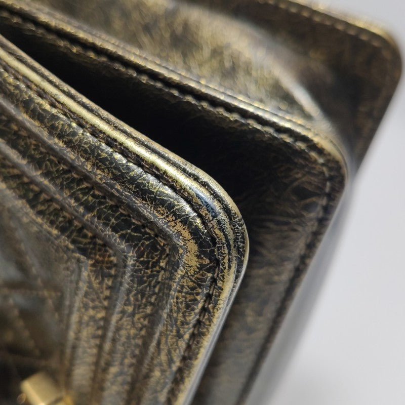 Chanel Small Boy Flap Bag Antique Gold Cracked Metallic Calfskin Antiqued Gold Hardware