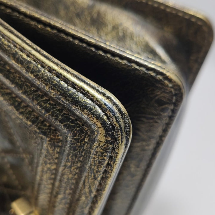 Chanel Small Boy Flap Bag Antique Gold Cracked Metallic Calfskin Antiqued Gold Hardware