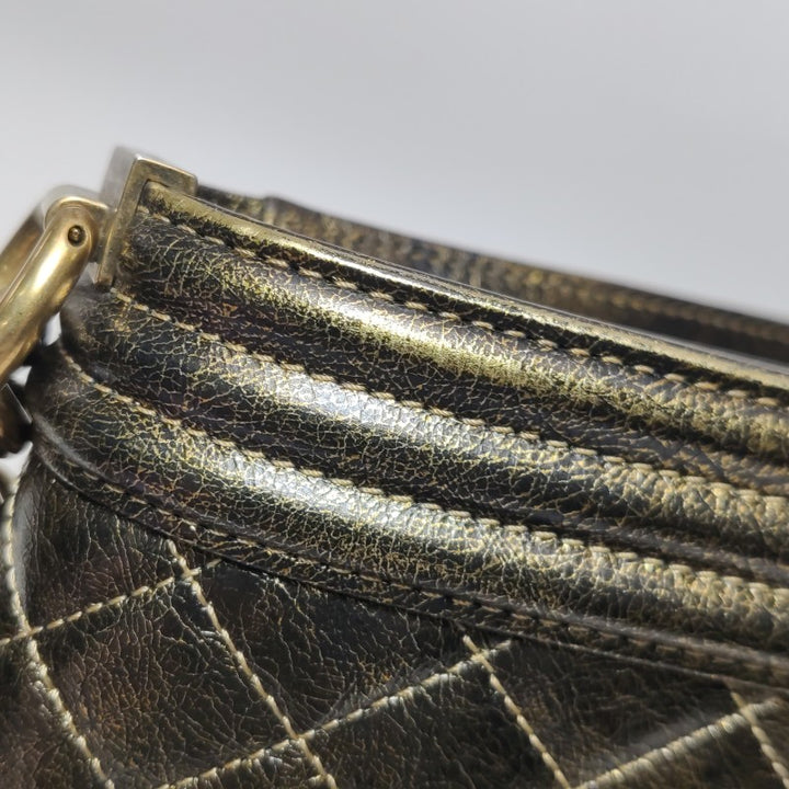 Chanel Small Boy Flap Bag Antique Gold Cracked Metallic Calfskin Antiqued Gold Hardware