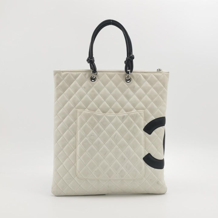 Chanel Cambon Ligne Handbag in White Black CC Logo