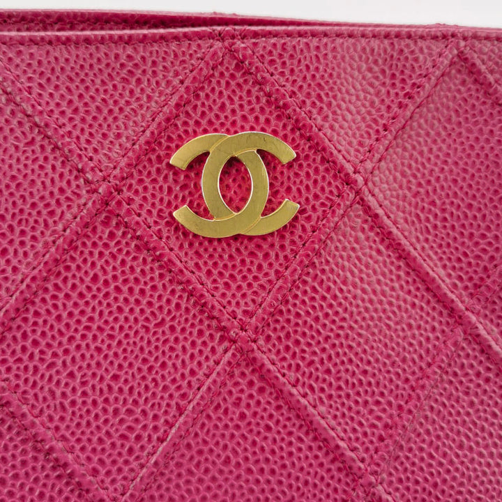 Chanel Vintage Deep Pink Diamond Quilted Caviar Leather Tote Bag Gold Hardware