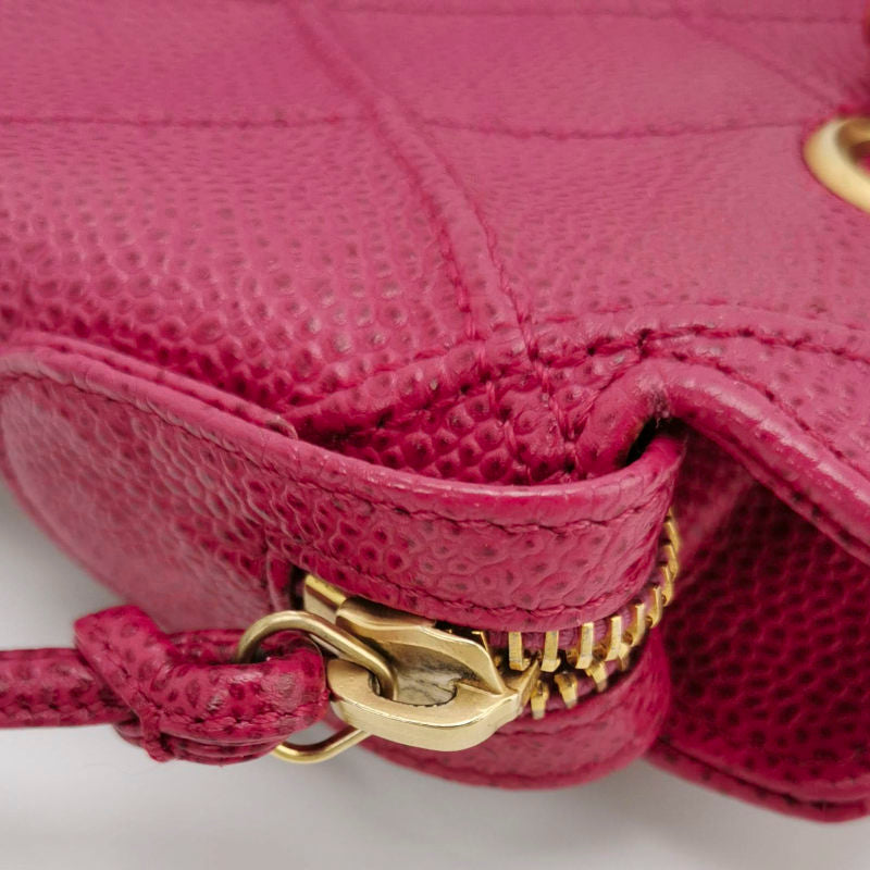 Chanel Vintage Deep Pink Diamond Quilted Caviar Leather Tote Bag Gold Hardware