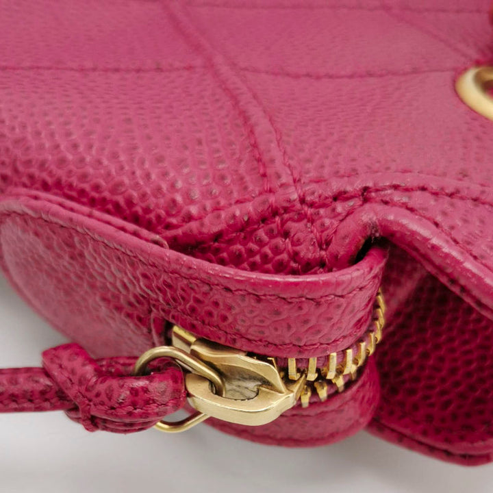Chanel Vintage Deep Pink Diamond Quilted Caviar Leather Tote Bag Gold Hardware