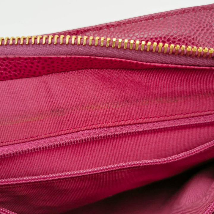 Chanel Vintage Deep Pink Diamond Quilted Caviar Leather Tote Bag Gold Hardware