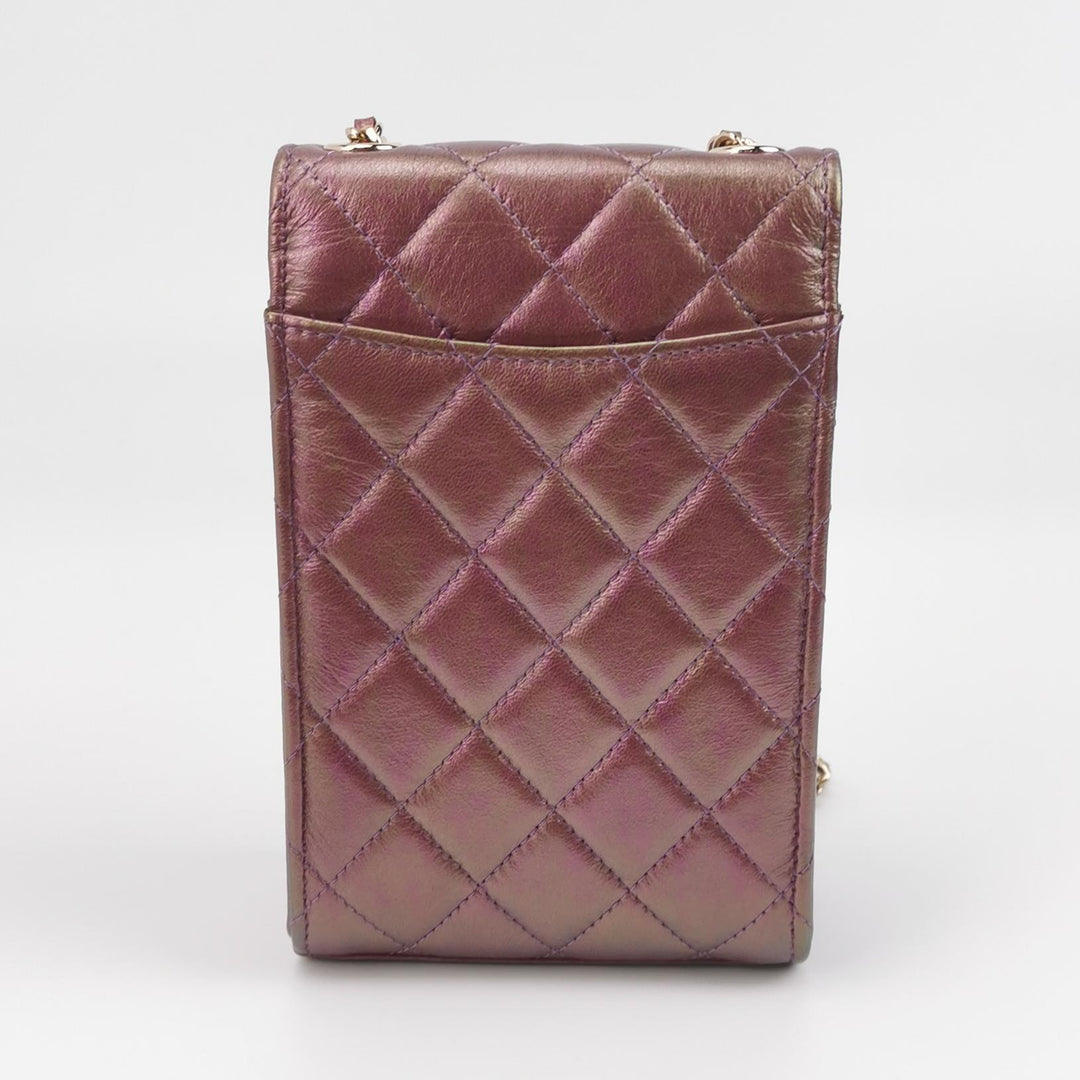 Chanel Classic CC Turn-Lock Phone Flap Bag Iridescent Metallic Copper Lambskin Gold Hardware