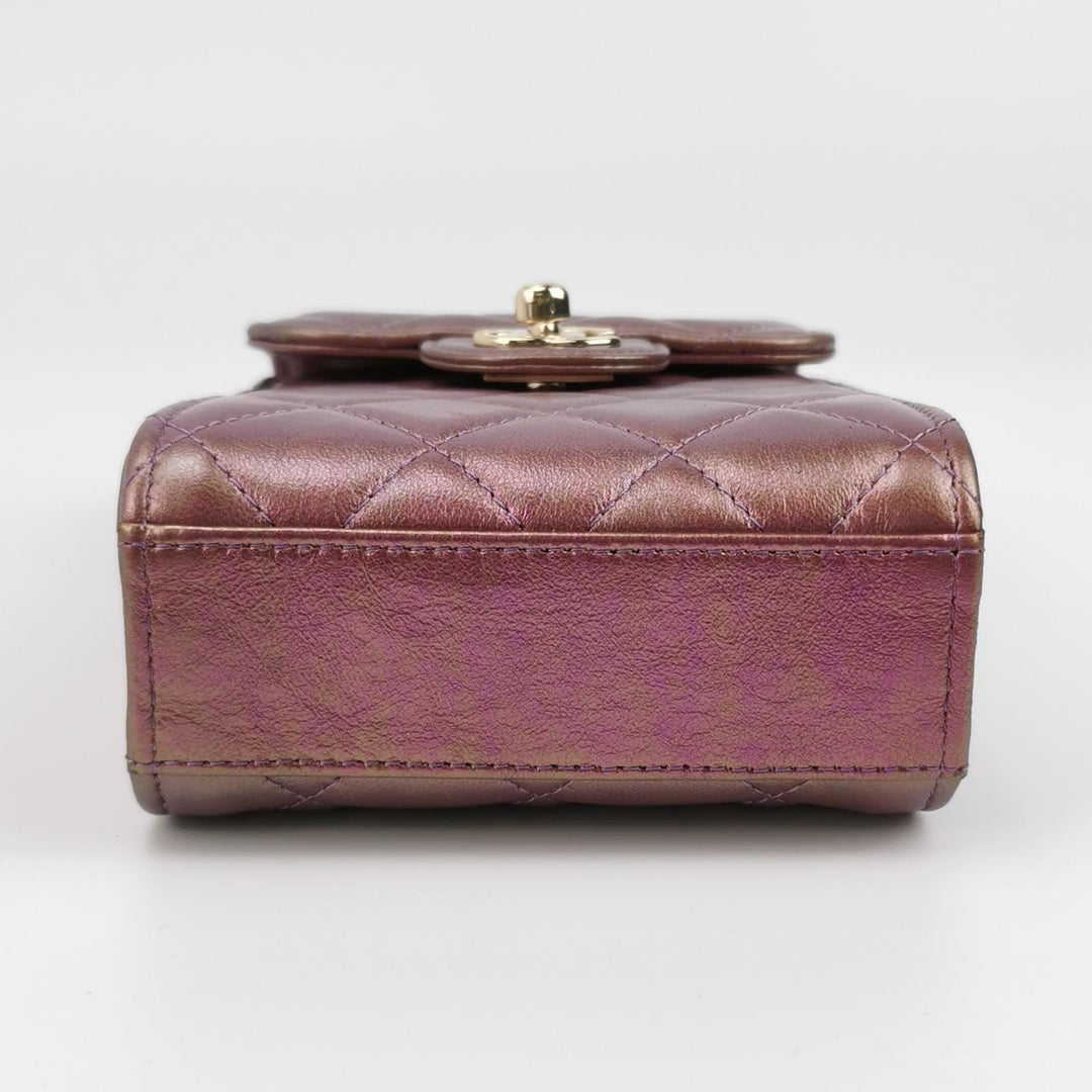 Chanel Classic CC Turn-Lock Phone Flap Bag Iridescent Metallic Copper Lambskin Gold Hardware