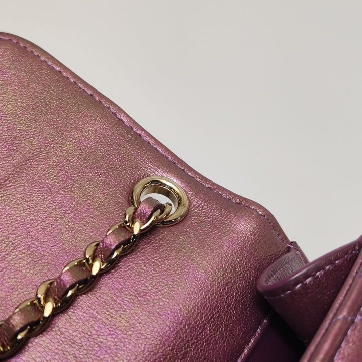 Chanel Classic CC Turn-Lock Phone Flap Bag Iridescent Metallic Copper Lambskin Gold Hardware