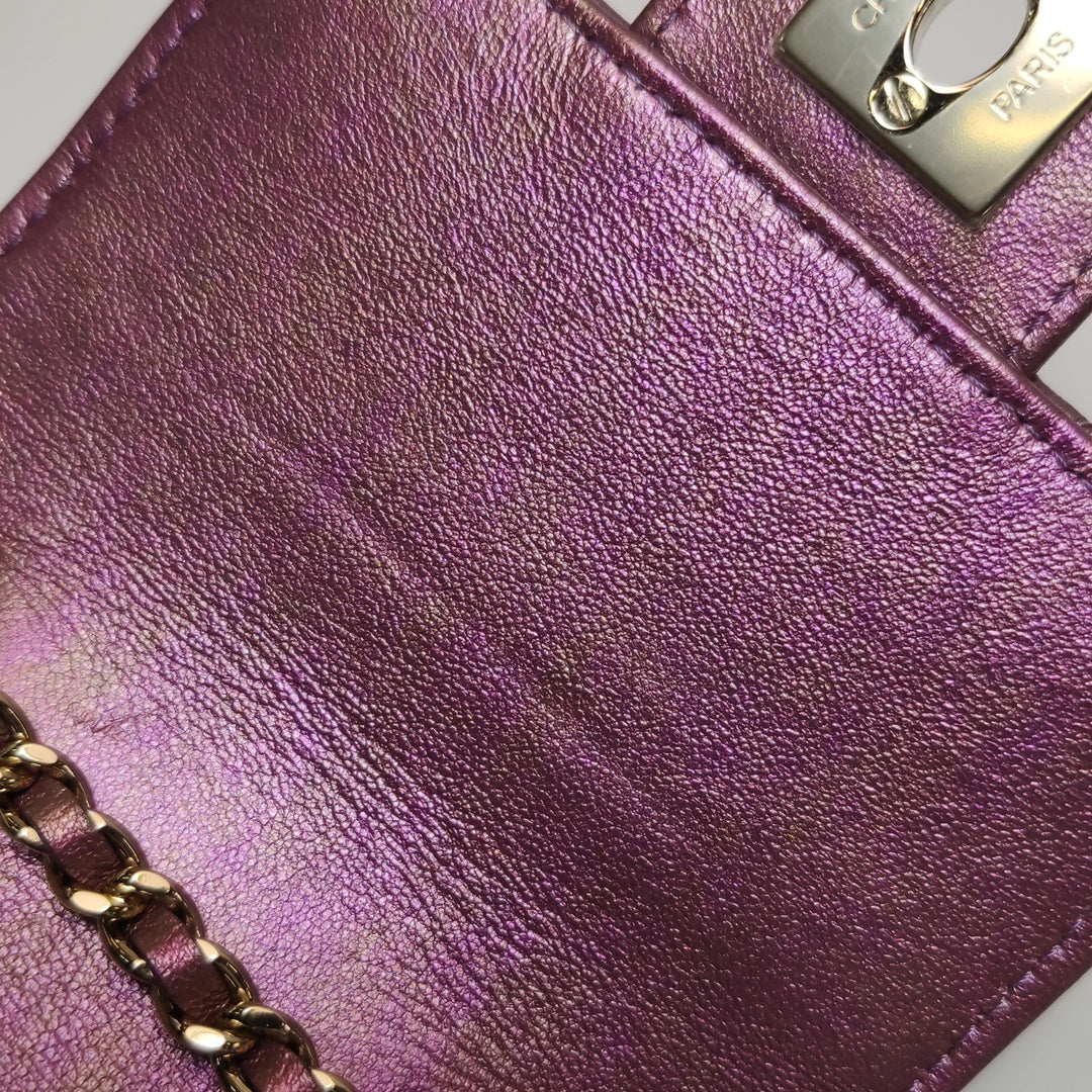 Chanel Classic CC Turn-Lock Phone Flap Bag Iridescent Metallic Copper Lambskin Gold Hardware