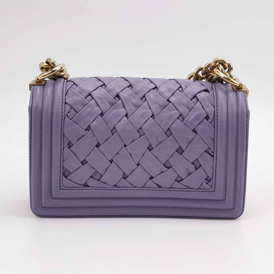 Chanel Mini Chateau Boy Bag Woven Lavender Purple Antique Gold Hardware