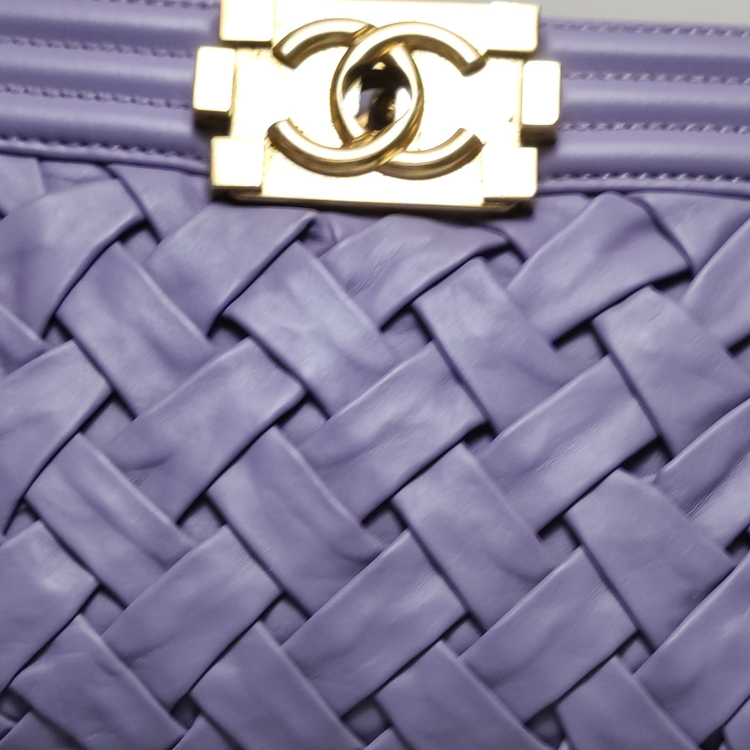 Chanel Mini Chateau Boy Bag Woven Lavender Purple Antique Gold Hardware