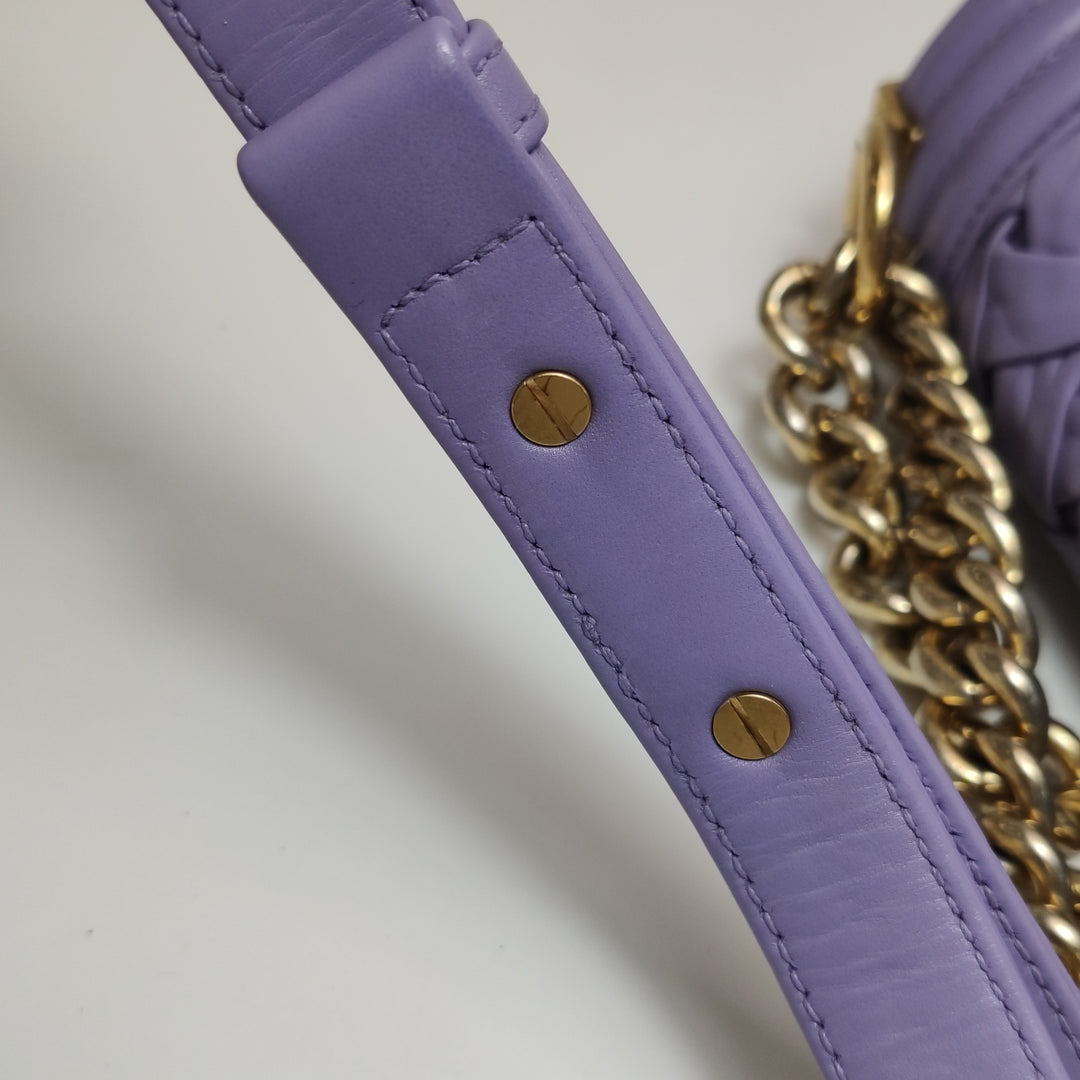 Chanel Mini Chateau Boy Bag Woven Lavender Purple Antique Gold Hardware