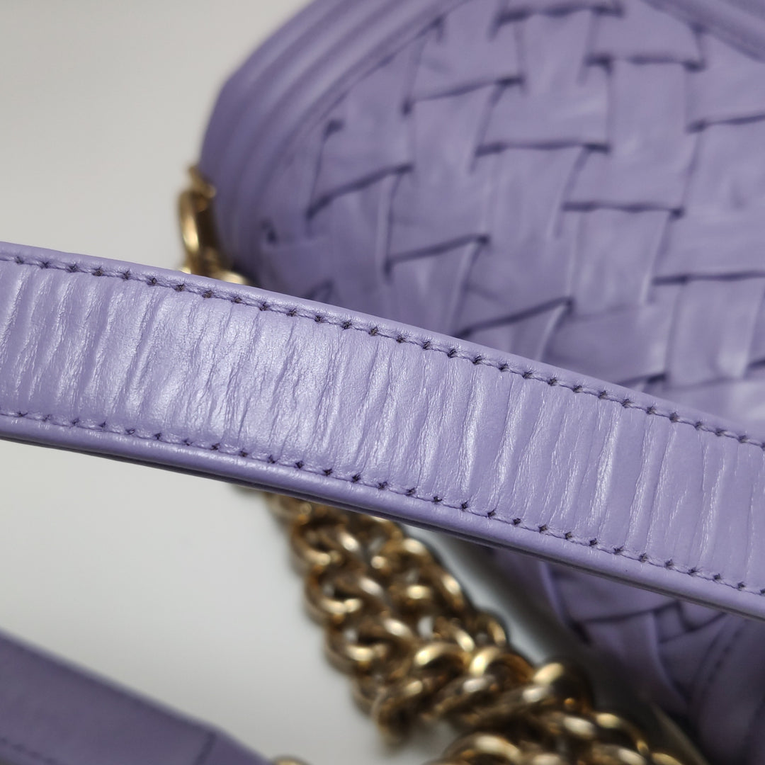 Chanel Mini Chateau Boy Bag Woven Lavender Purple Antique Gold Hardware