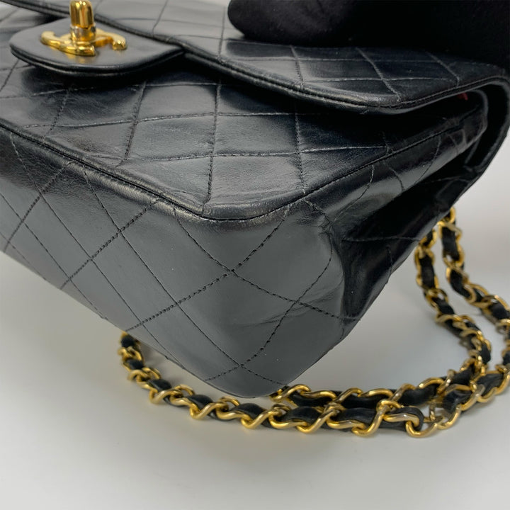 Chanel Vintage Small Classic Double Flap in Black Lambskin and Gold Hardware