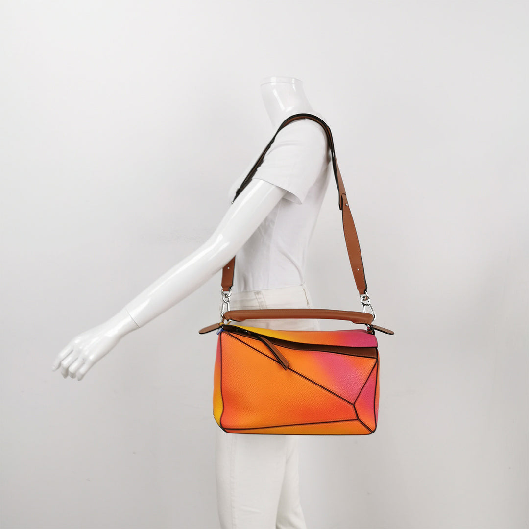 Loewe Limited Edition Calfskin Medium Puzzle Bag Orange Sunset