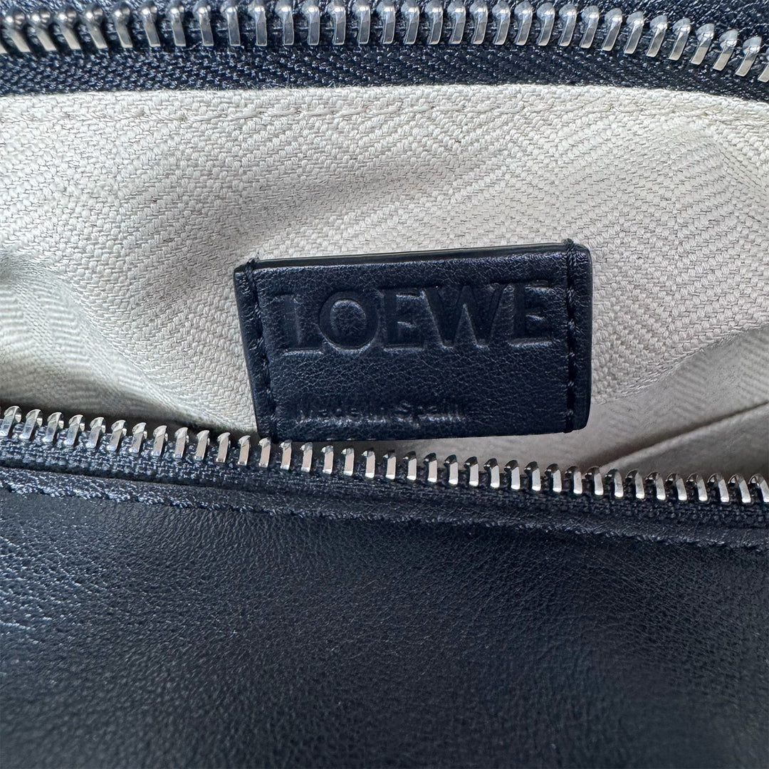 Loewe Medium Puzzle Bag in Blue Sky Ivory Clouds Print with Silver Hardware