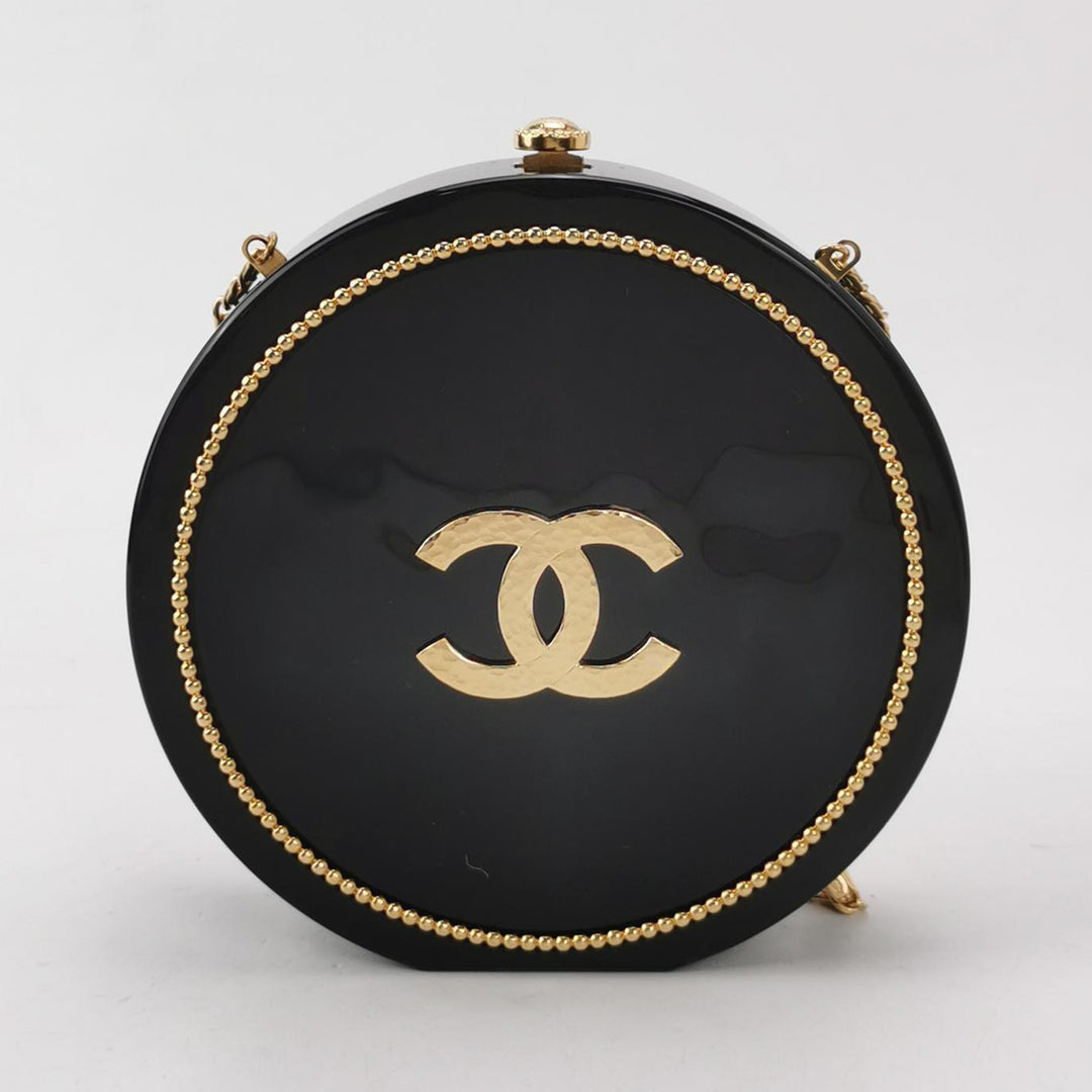 Chanel Minaudière Limited Edition Black Plexiglass & Gold Owl Gold-Tone Hardware