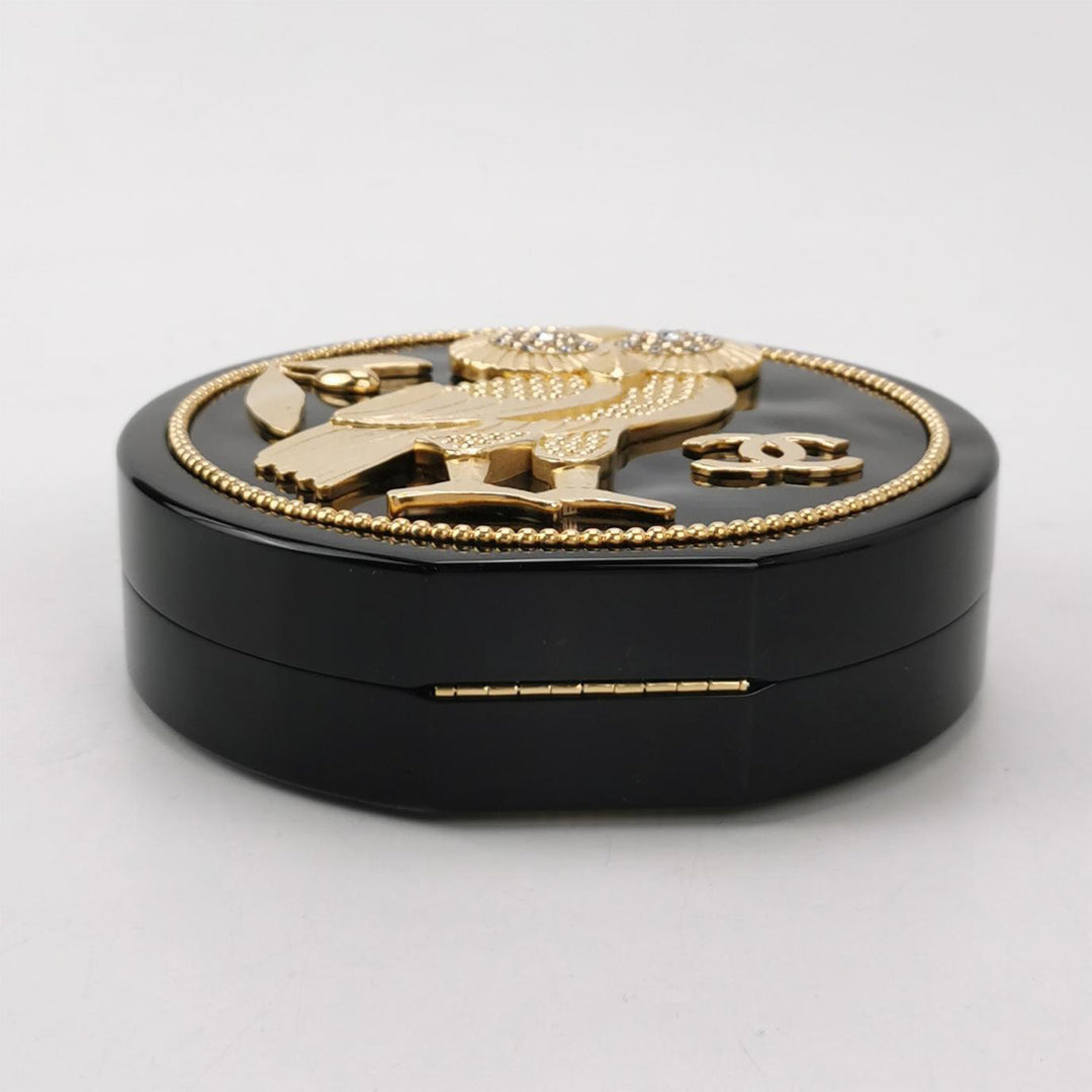 Chanel Minaudière Limited Edition Black Plexiglass & Gold Owl Gold-Tone Hardware