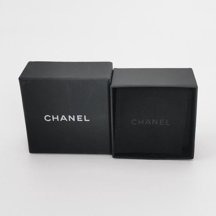 Chanel Crystal Baguette CC Wing Star Earrings Silver