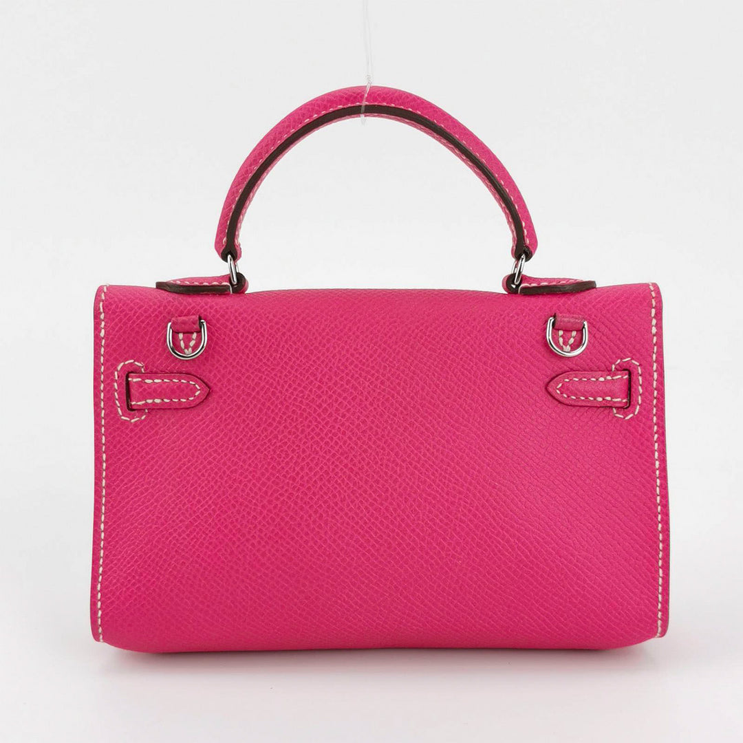 Hermes Tiny Kelly Epsom Silver Hardware E5 Candy Pink Square O