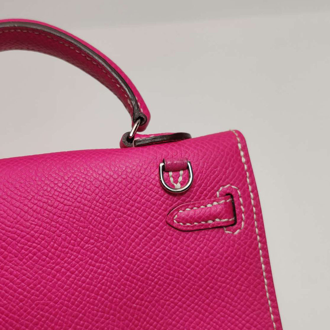 Hermes Tiny Kelly Epsom Silver Hardware E5 Candy Pink Square O