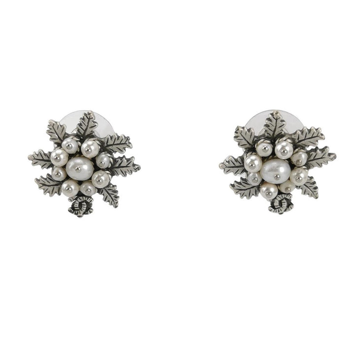 Chanel Snowflake And Pearl Clip On Earrings