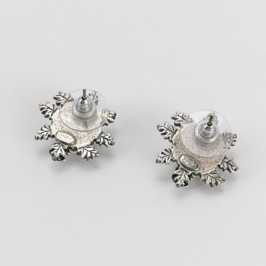 Chanel Snowflake And Pearl Clip On Earrings