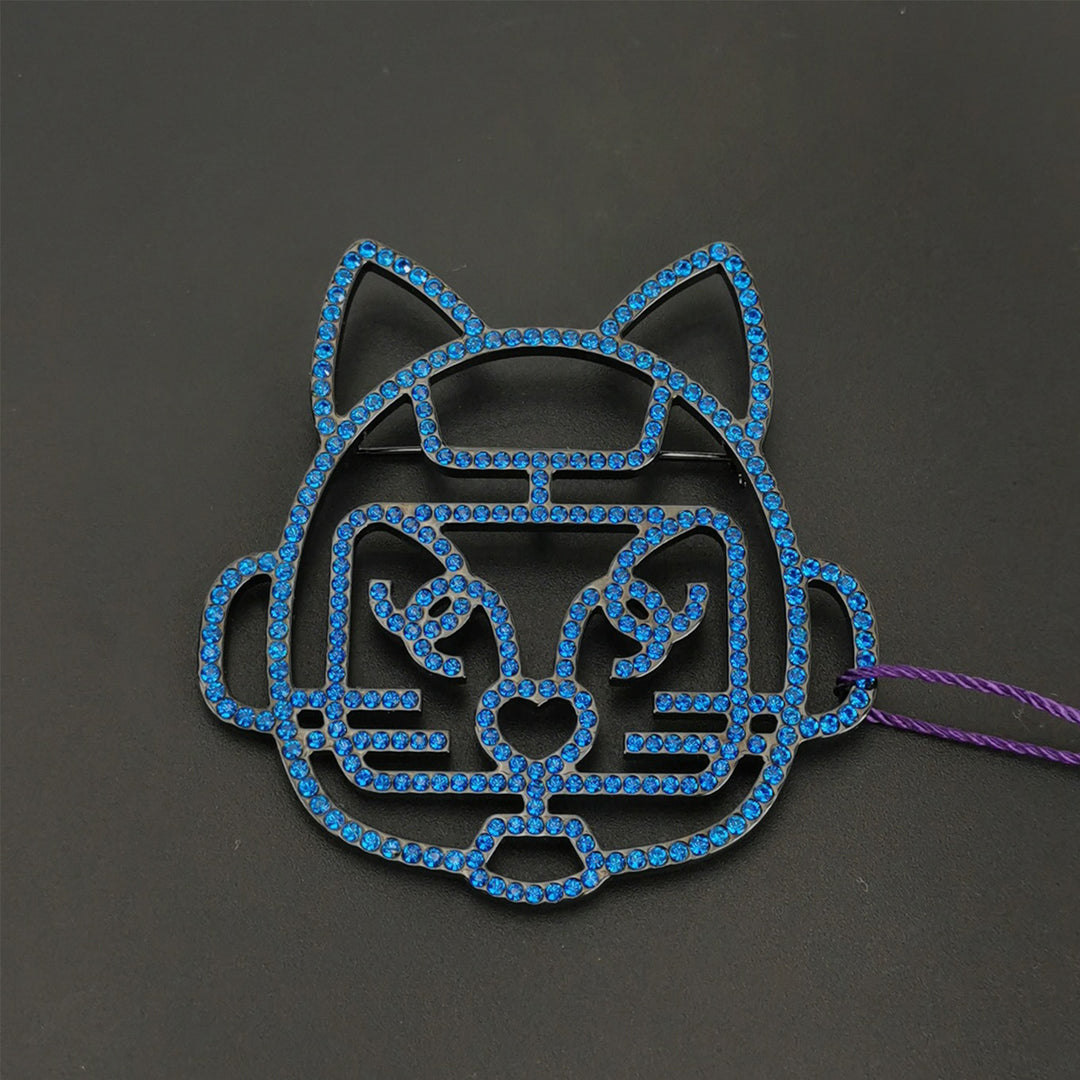 Chanel Cat Brooch Crystal and Metal Blue