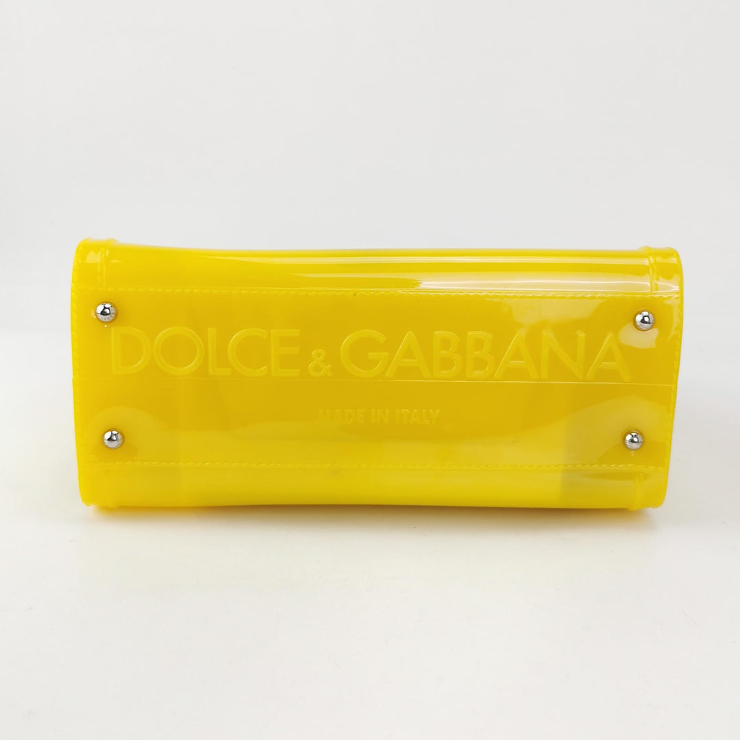 Dolce & Gabbana Medium Miss Sicily Jelly Bag Yellow Translucent PVC Silver Hardware