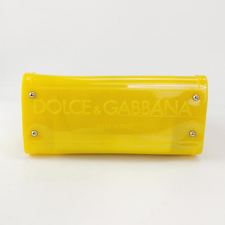 Dolce & Gabbana Medium Miss Sicily Jelly Bag Yellow Translucent PVC Silver Hardware