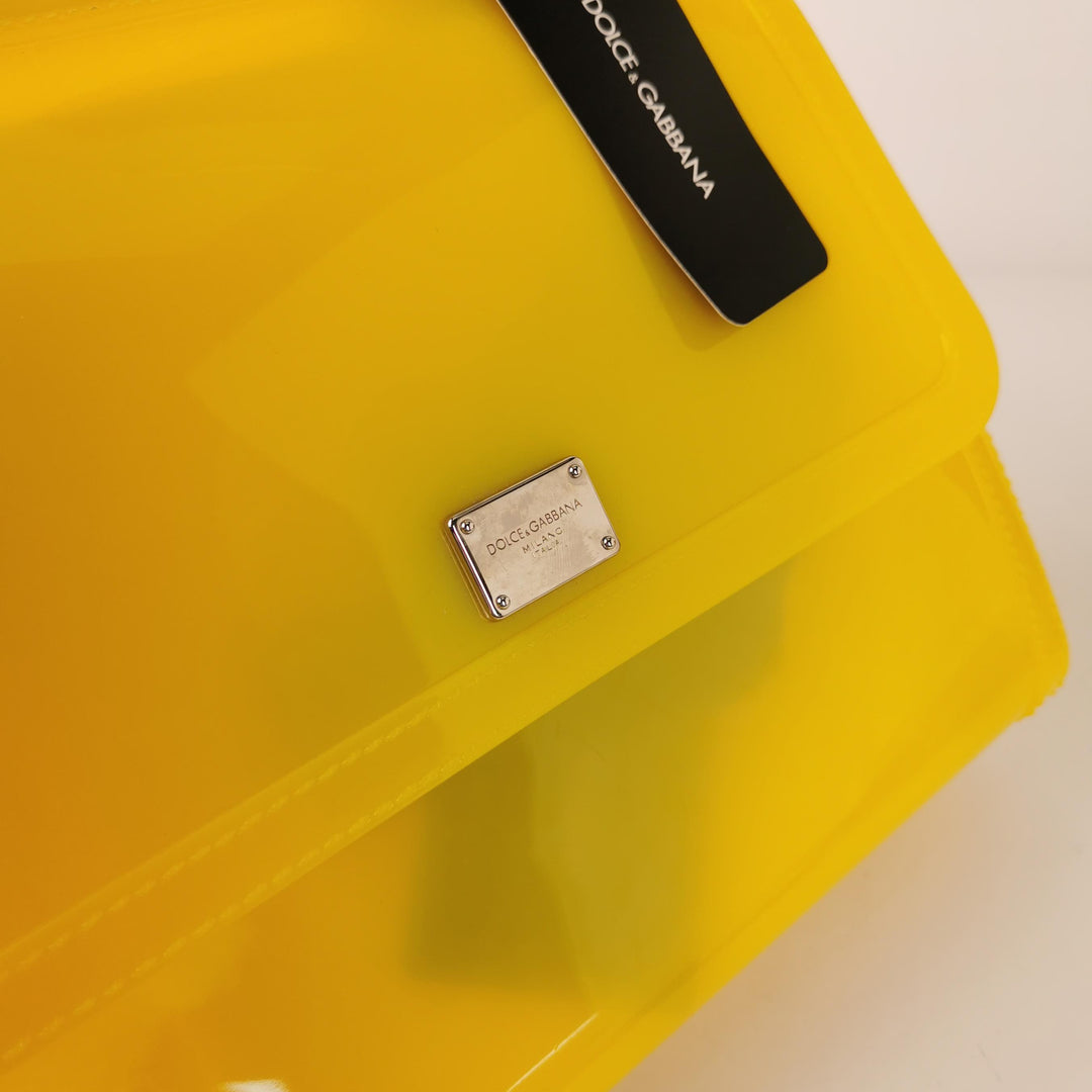 Dolce & Gabbana Medium Miss Sicily Jelly Bag Yellow Translucent PVC Silver Hardware