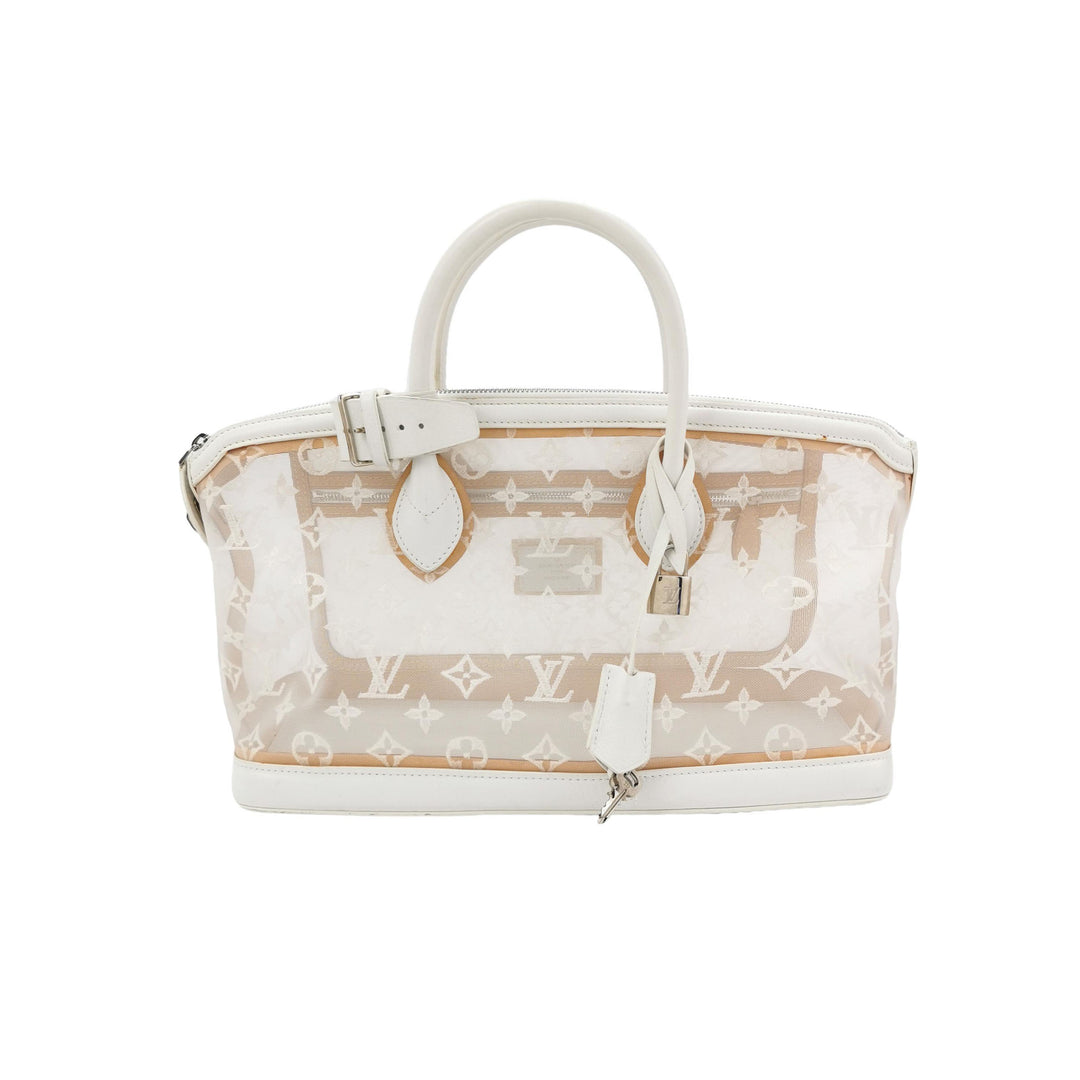 Louis Vuitton Limited Edition Monogram Transparence Lockit East-West Bag White Mesh Silver Hardware