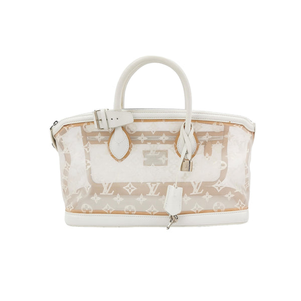 Louis Vuitton Limited Edition Monogram Transparence Lockit East-West Bag White Mesh Silver Hardware