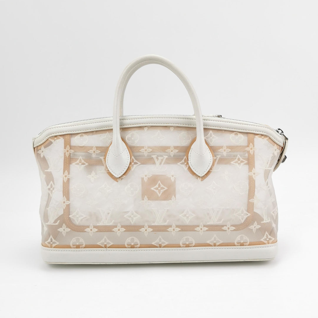 Louis Vuitton Limited Edition Monogram Transparence Lockit East-West Bag White Mesh Silver Hardware