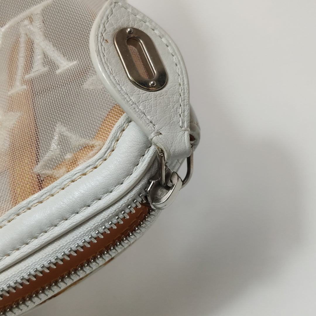 Louis Vuitton Limited Edition Monogram Transparence Lockit East-West Bag White Mesh Silver Hardware
