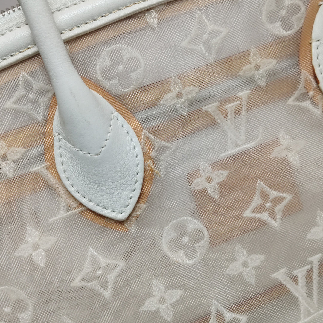 Louis Vuitton Limited Edition Monogram Transparence Lockit East-West Bag White Mesh Silver Hardware