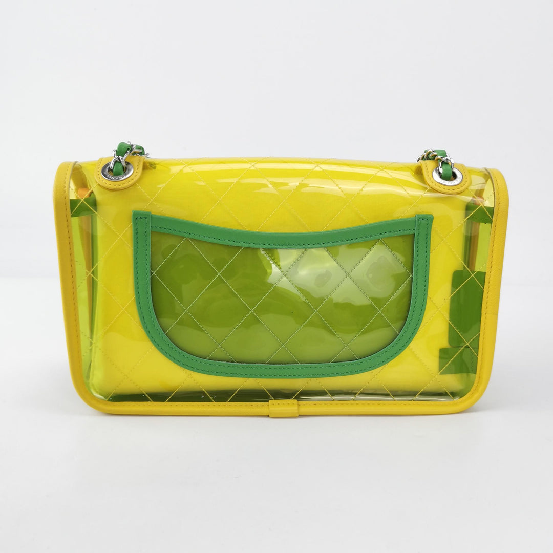 Chanel Medium Coco Splash Flap Bag Multicolor Tinted PVC Pastel Lambskin Silver Hardware