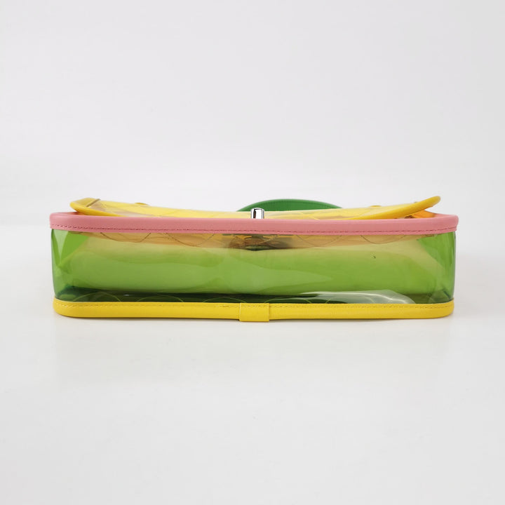 Chanel Medium Coco Splash Flap Bag Multicolor Tinted PVC Pastel Lambskin Silver Hardware