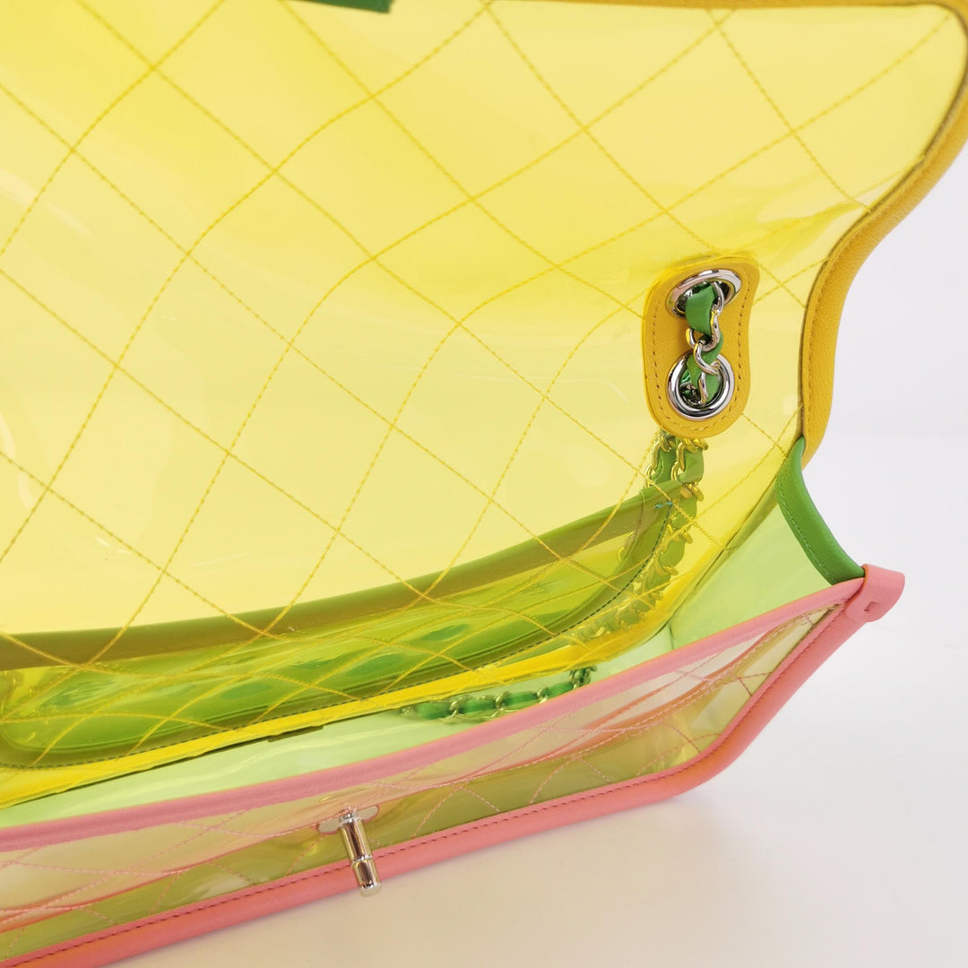 Chanel Medium Coco Splash Flap Bag Multicolor Tinted PVC Pastel Lambskin Silver Hardware