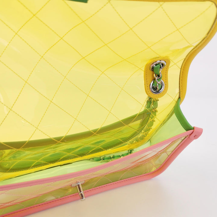 Chanel Medium Coco Splash Flap Bag Multicolor Tinted PVC Pastel Lambskin Silver Hardware