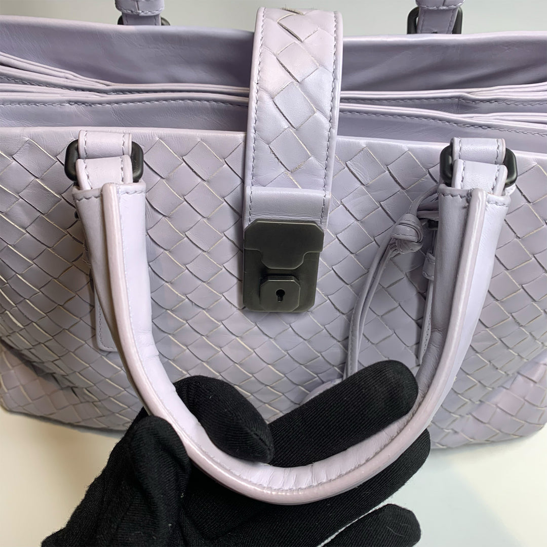 Bottega Veneta Roma Tote in Purple Intrecciato Leather