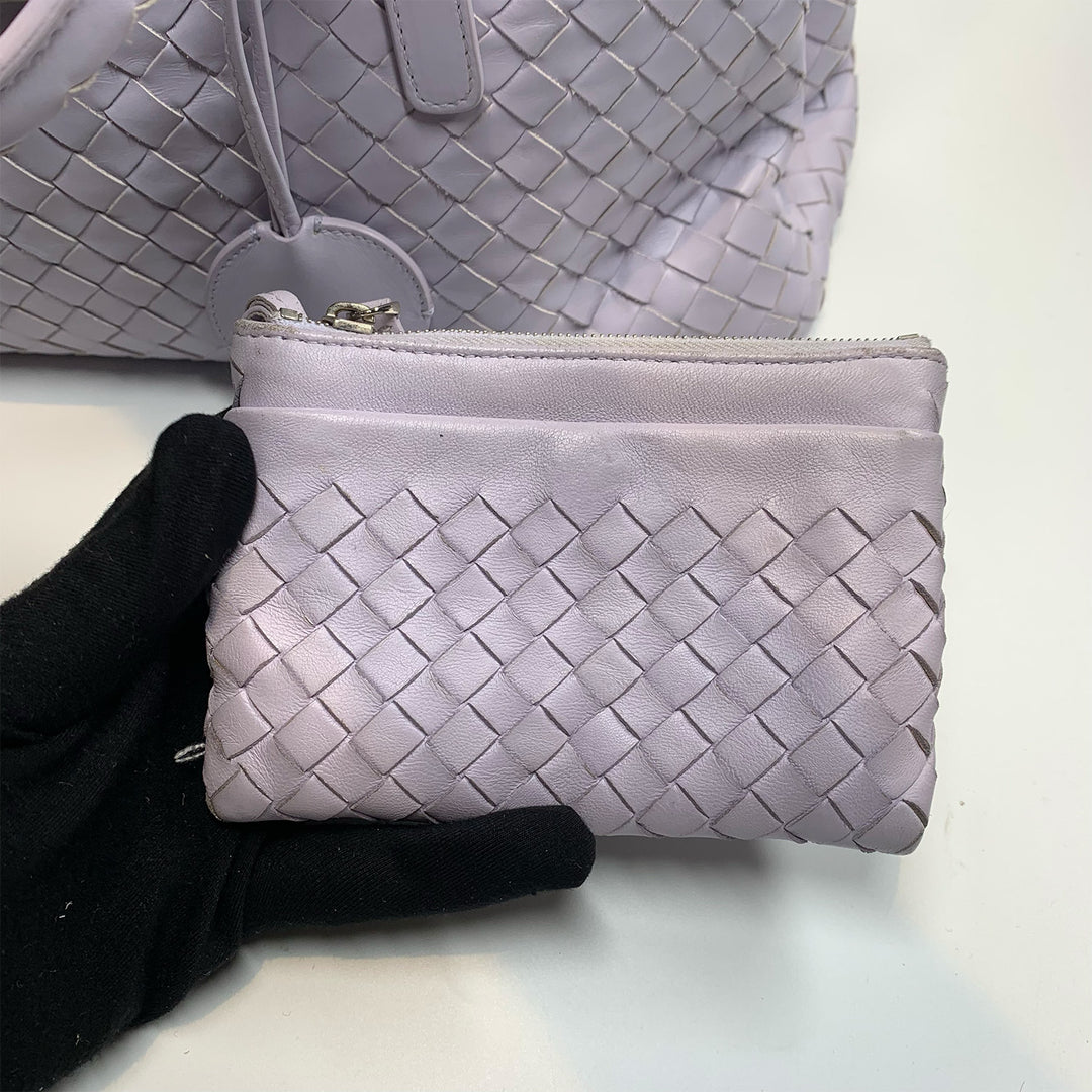 Bottega Veneta Roma Tote in Purple Intrecciato Leather